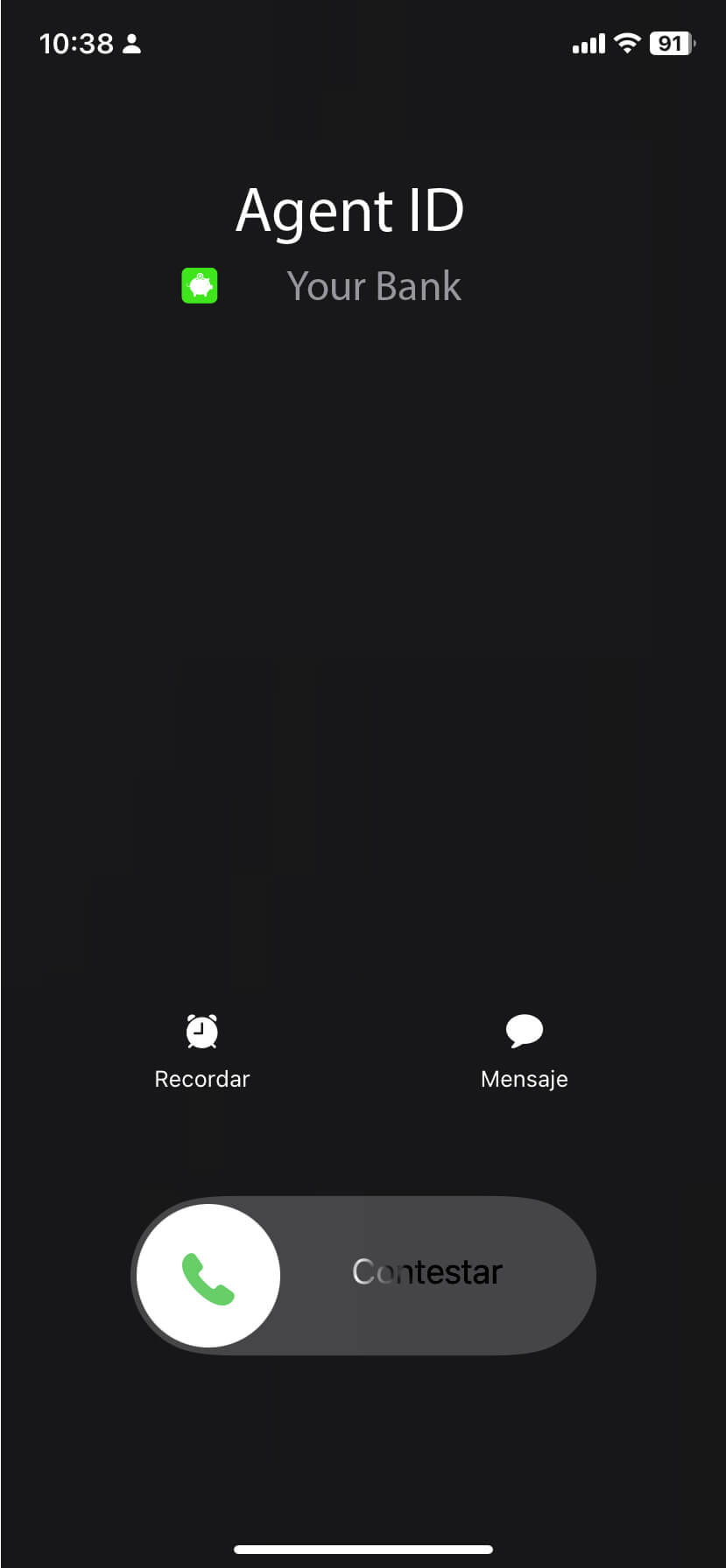 Pantalla descolgar La pantalla del teléfono móvil muestra la información sobre la llamada ¿Quién llama? ¿Su logo?
